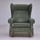 1970s, Danish wingback armchair, original condition, furniture velour, beech wood.