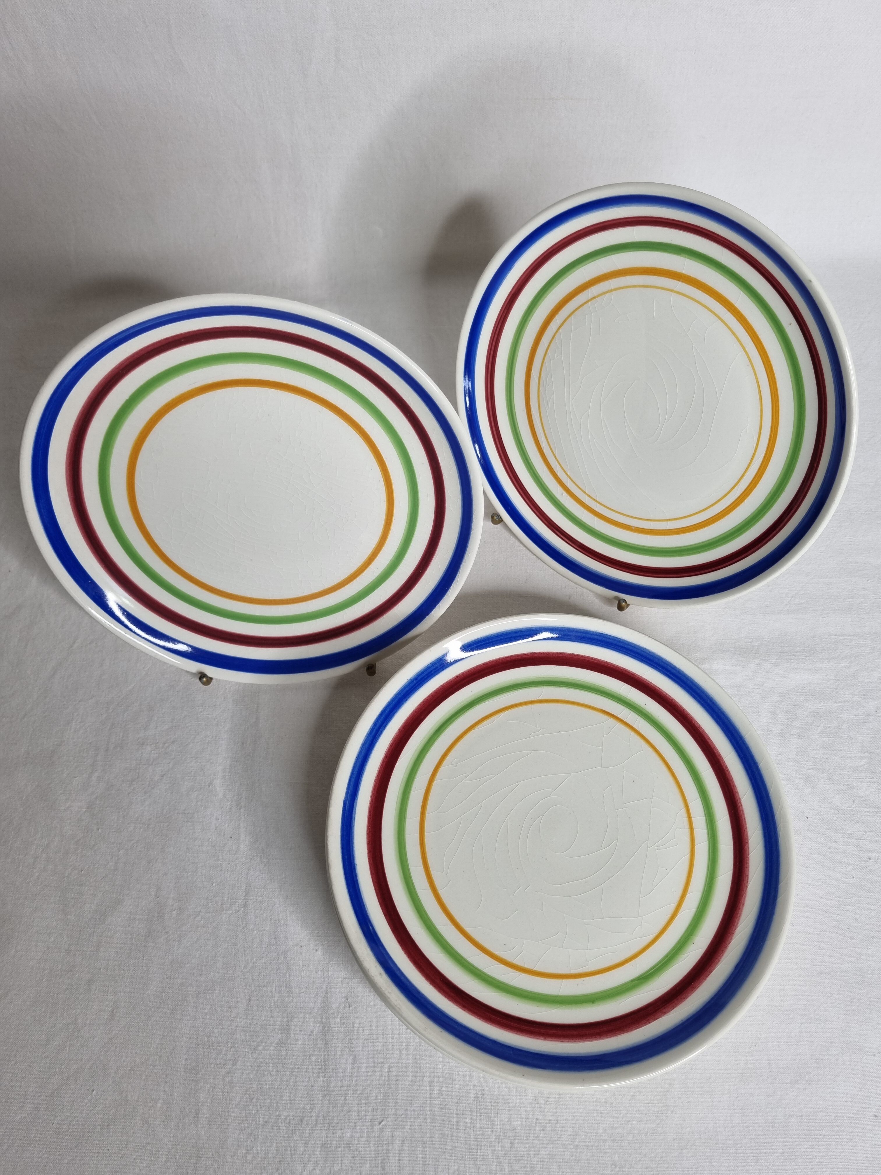 Dessert set, six dessert plates in Gien earthenware, 19 cm
