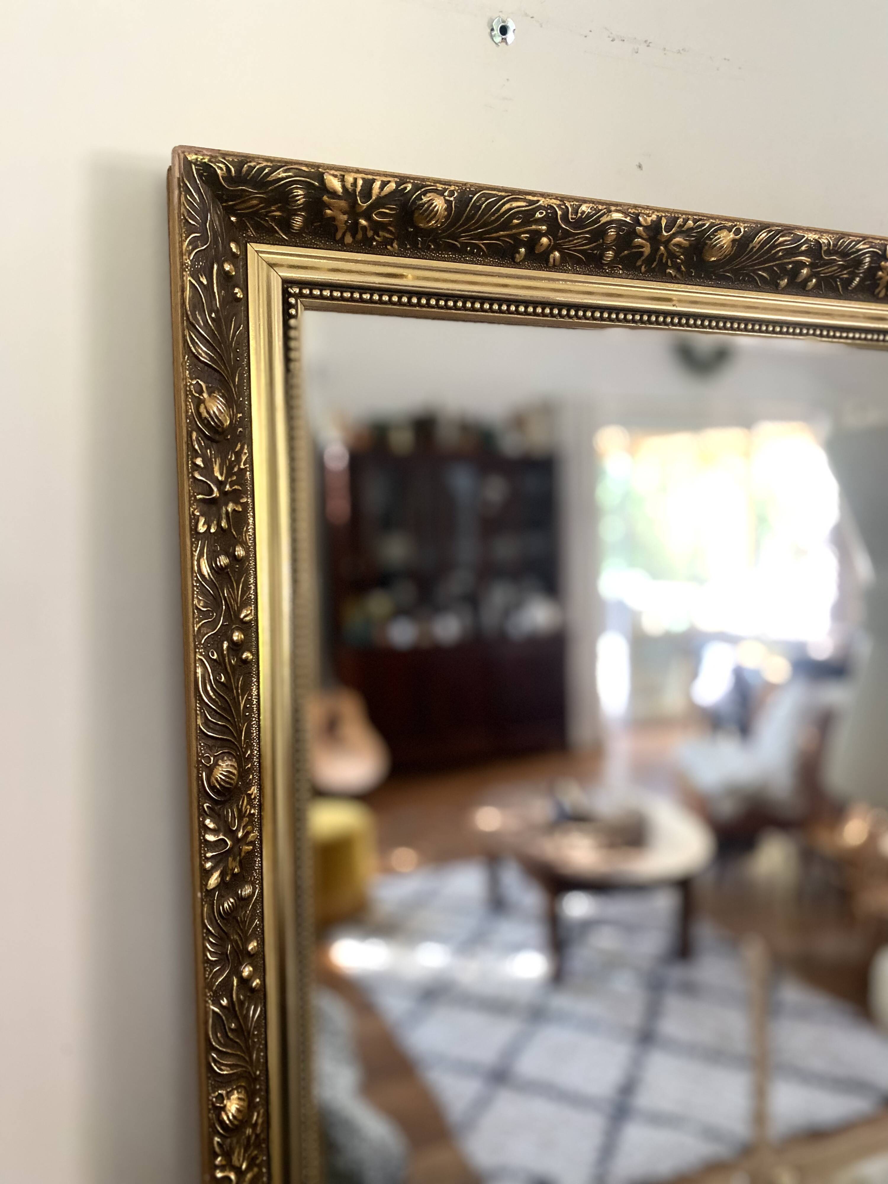Large Classic Style Mirror – Patinated Gold Frame - 1970