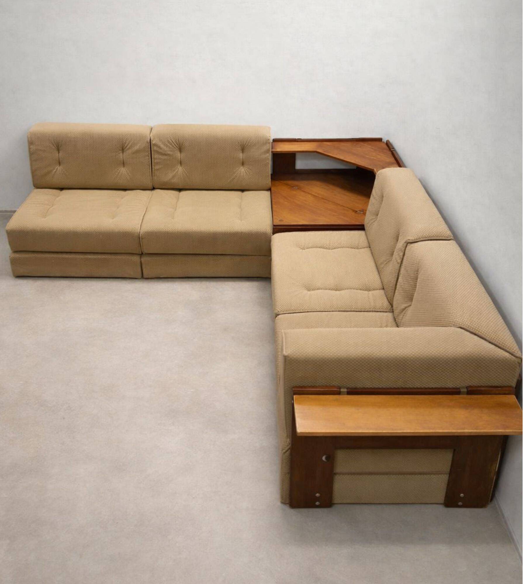 Mid-century corner sofa by Dřevotvar, 1960s–70s Czech design