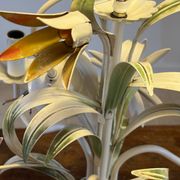 Vintage floral metal painted chandelier – 3 lights – 1970s
