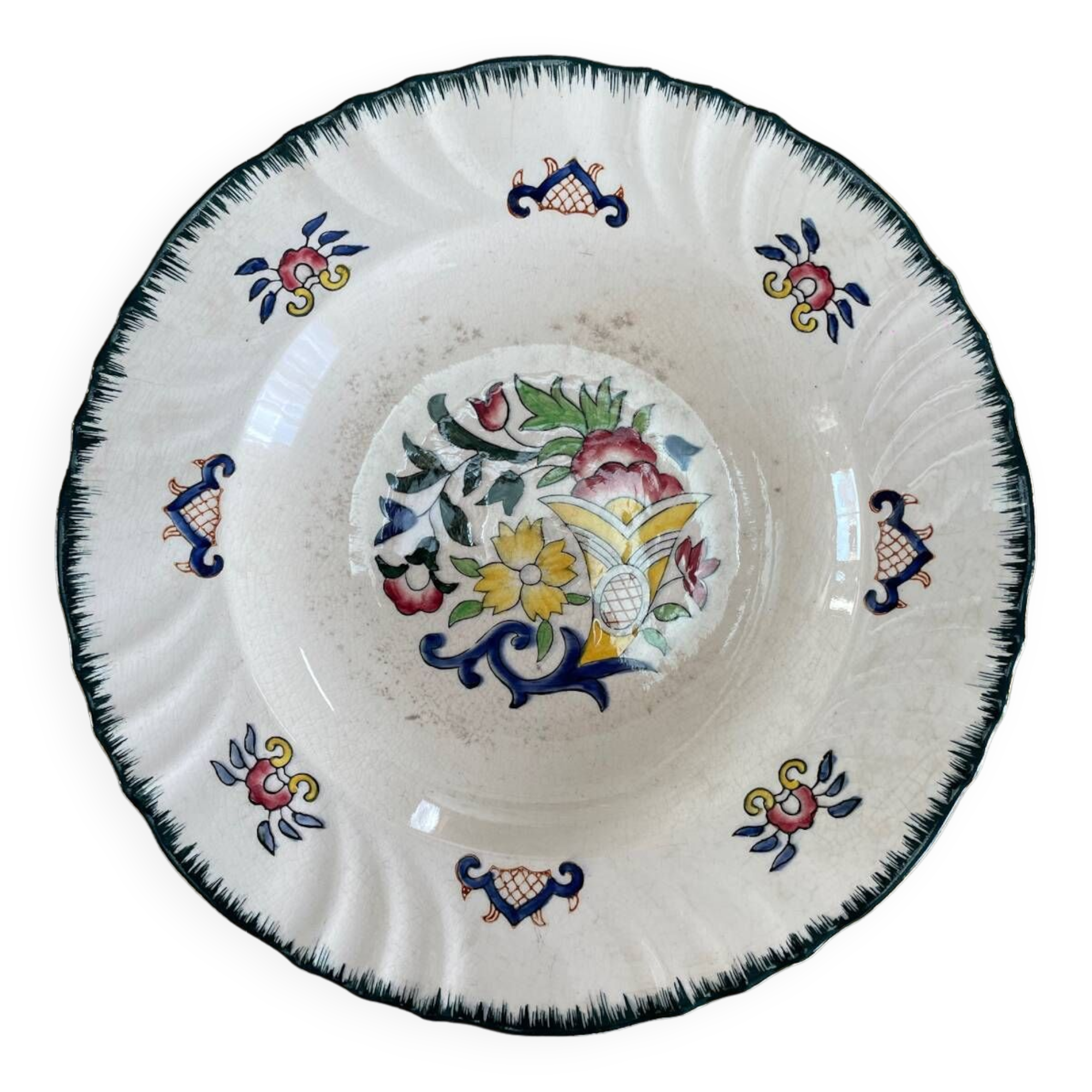 Large deep plate Longwy old Rouen