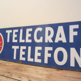 Plaque émaillée suédoise téléphone et télégraphe
