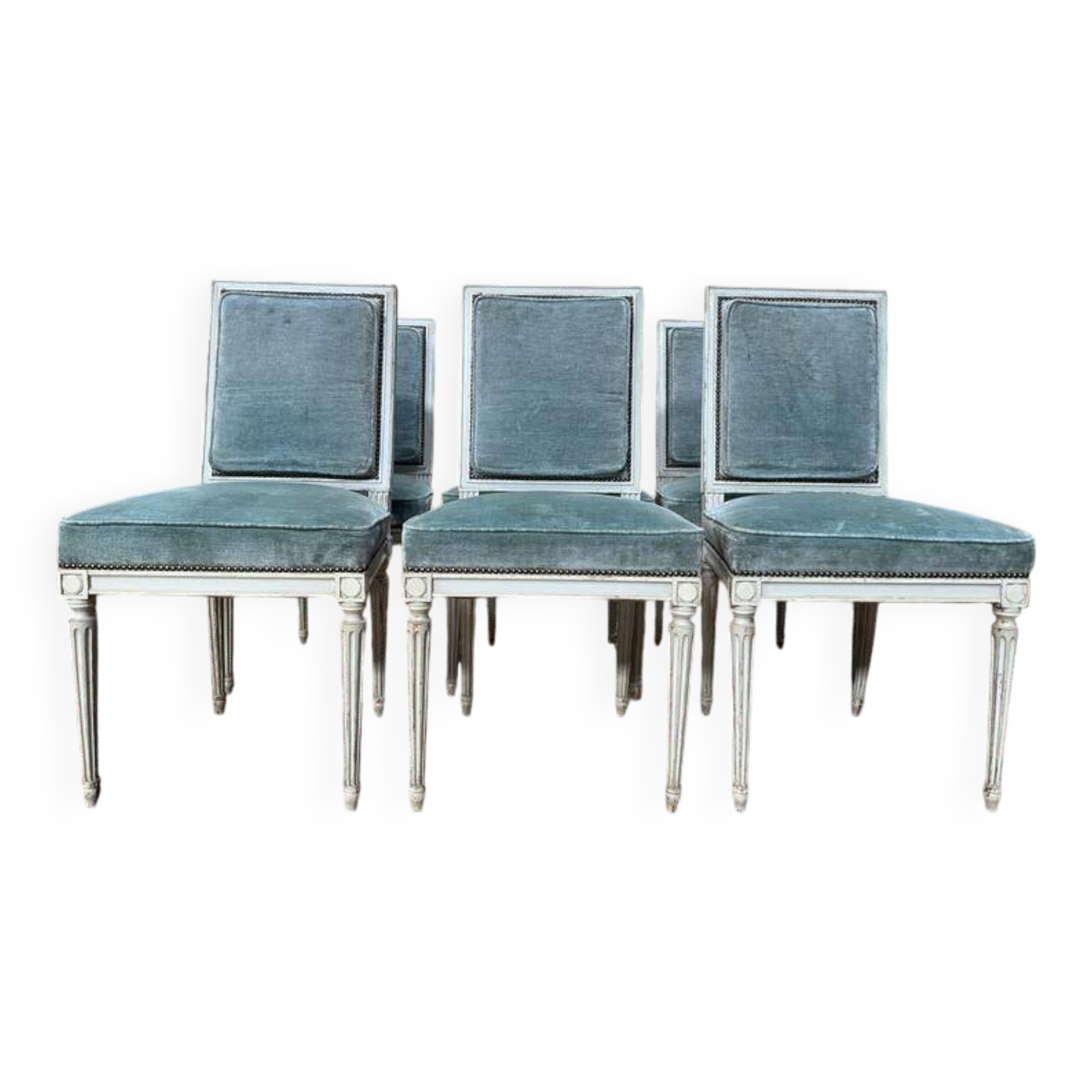 Suite de 6 chaises de style Louis XVI RINCK en bois réchampi