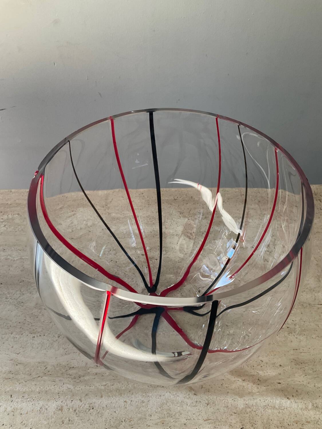 Vintage ball vase in blown glass and glass paste