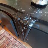 Buffet art deco noir acier dessus marbre ou commode 2 portes