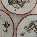 6 Sarreguemines dessert plates, cornucopia, 1928