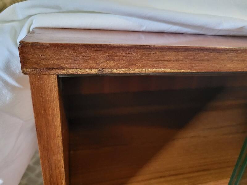 1960 vintage furniture teak plate showcase chest