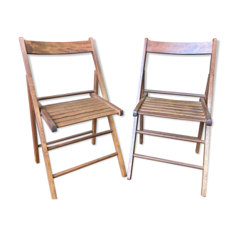 Pair of chairs foldable terrace vintage wood