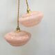 Pair of Art Deco suspensions in pink Clichy glass