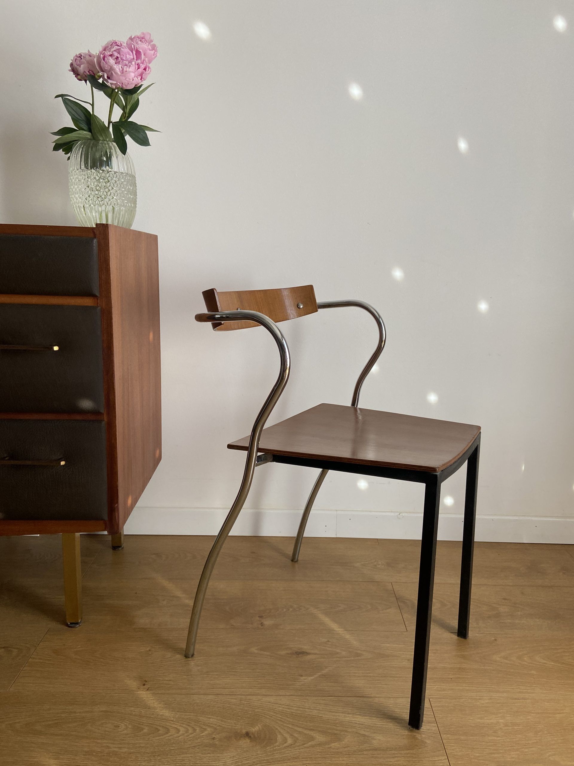 Pair of chairs design in wood and metal model "rio" by Pascal Mourgue