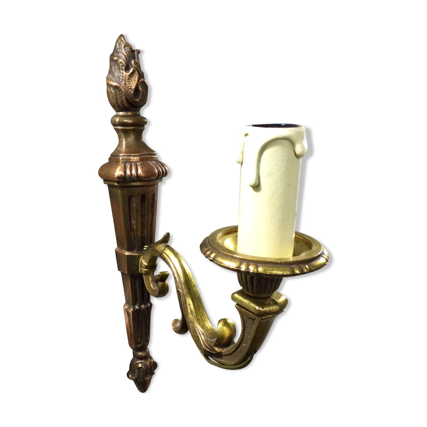 Louis XVI style wall lamp in gilded copper