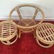 Vintage pouf  in rattan and bamboo