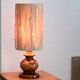 Brown ceramic lamp, raffia shade, 70s