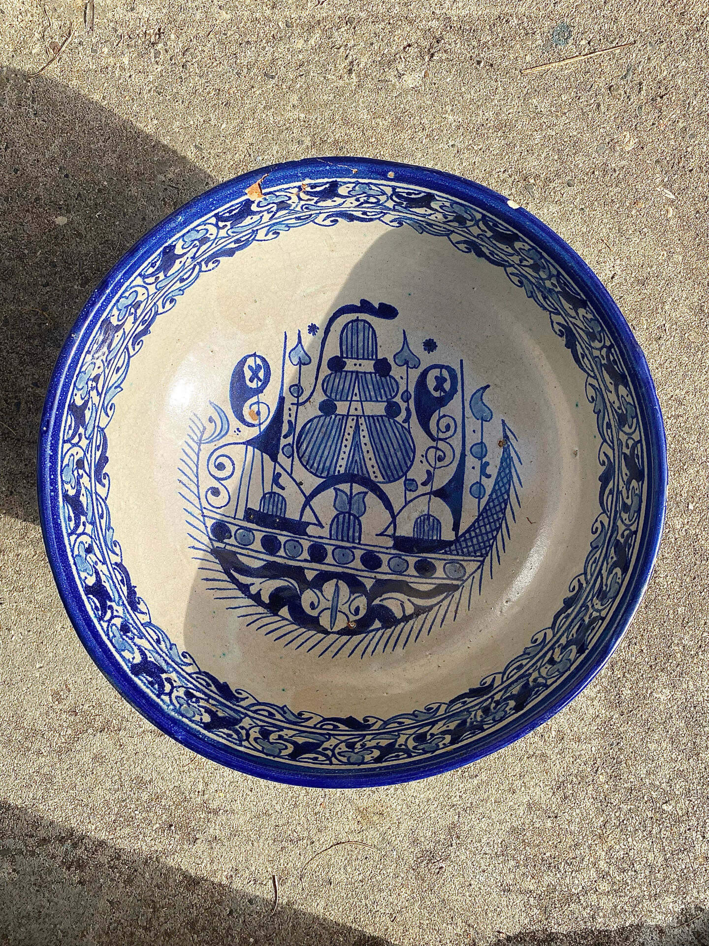 Ancien grand plat tarbouche marocain XIXeme