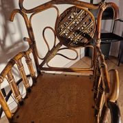 Chaise à traîner bois courbé et osier XIXème