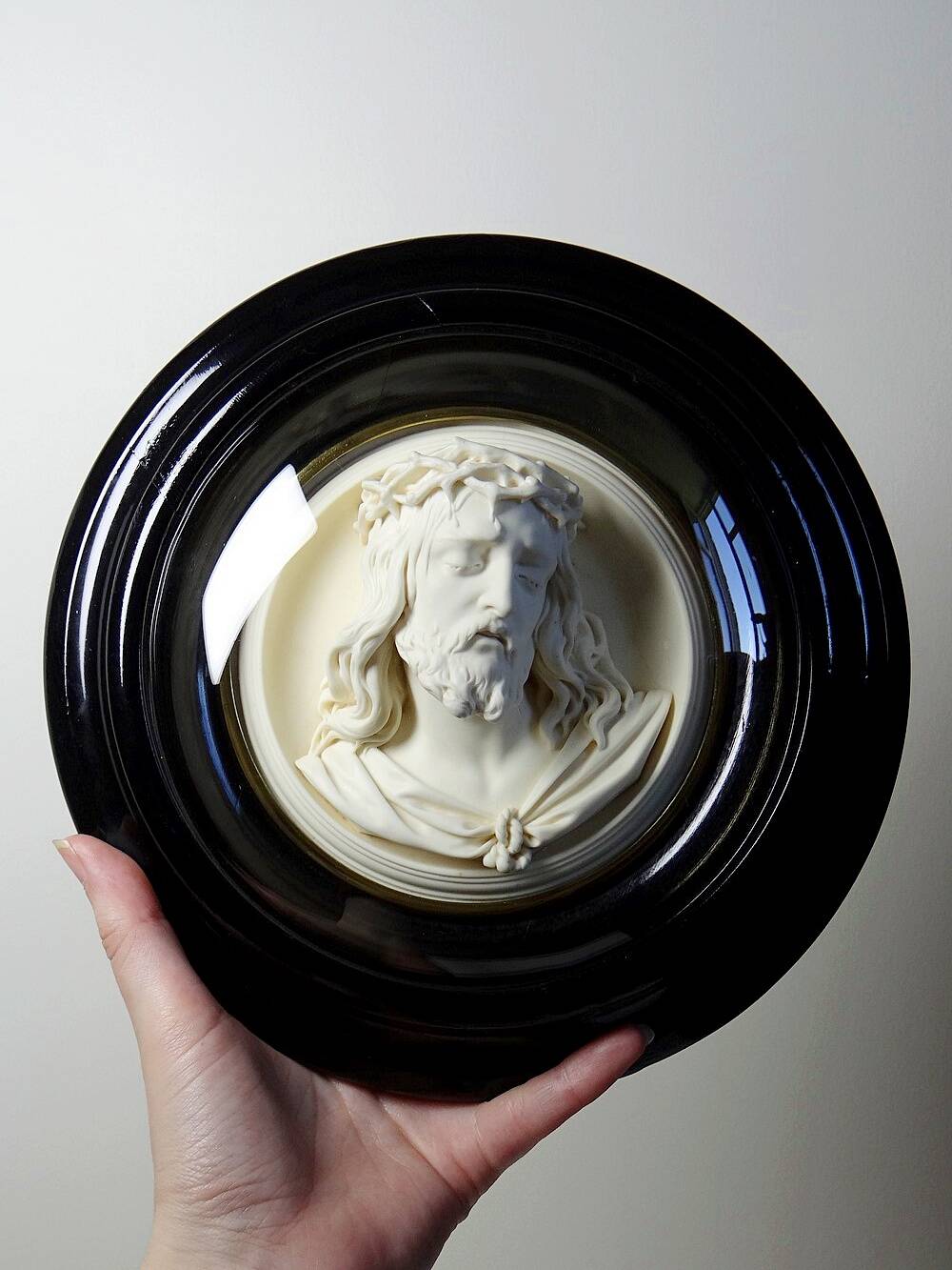 Religious wall medallion, old 19th century napoleon III style