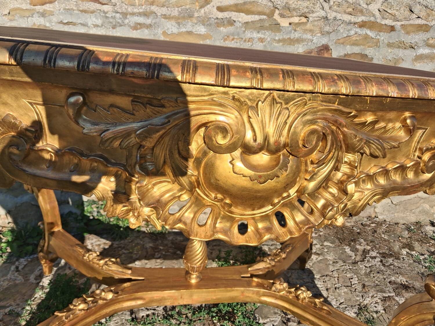 19th century gilded wood center table