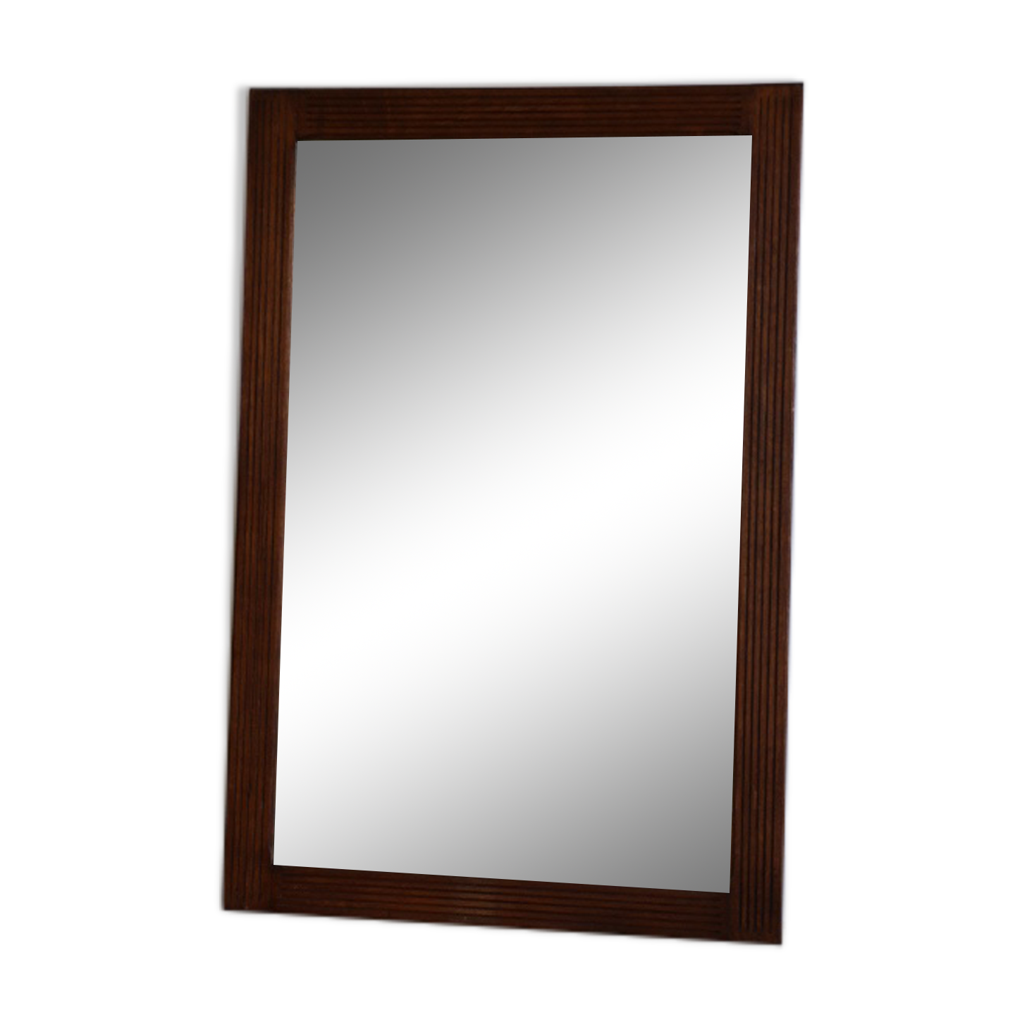 Beveled mirror grooved wood