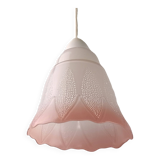 Mid-century white and pink glass suspension French vintage 1950