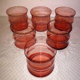 Lot 6 glasses with vintage water pink 50s