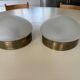 2 1930s ceiling lights in brass and frosted glass