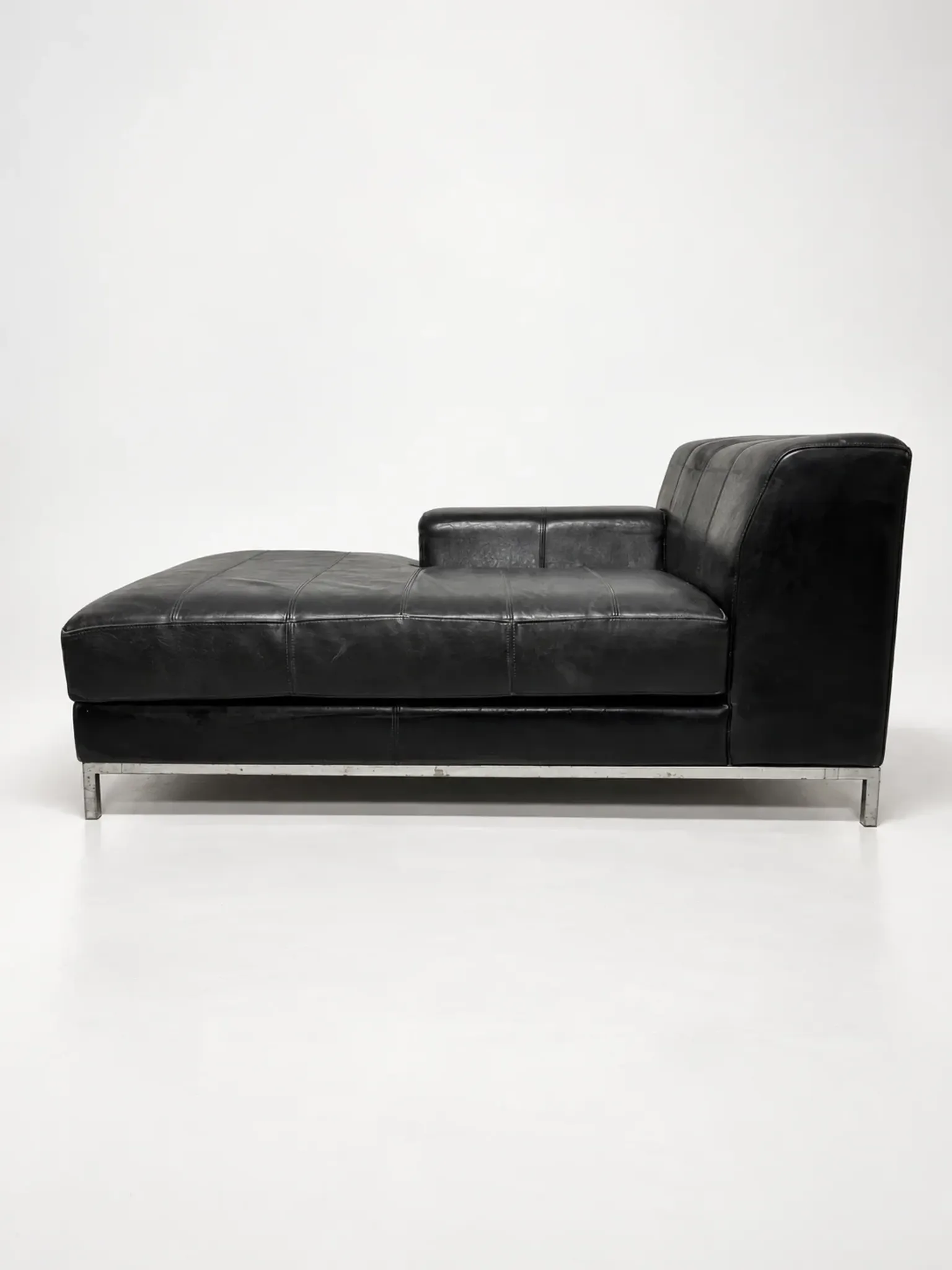 IKEA Kramfors black leather chaise longue