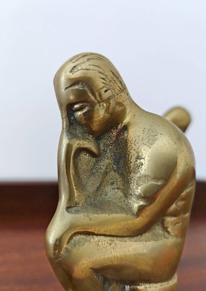 Pair of bookends The Thinker by Rodin in solid brass