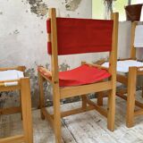 Set of 4 80s colored pine chairs
