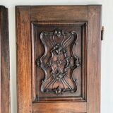 Pair of carved solid oak doors (old cabinet doors)