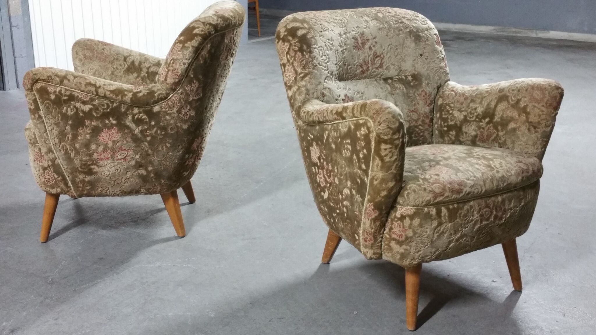 Pair of armchairs flower 50s