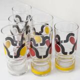 Set de 6 verres à eau 1970 sérigraphié
