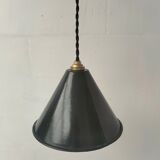 Enamelled sheet metal cone pendant light