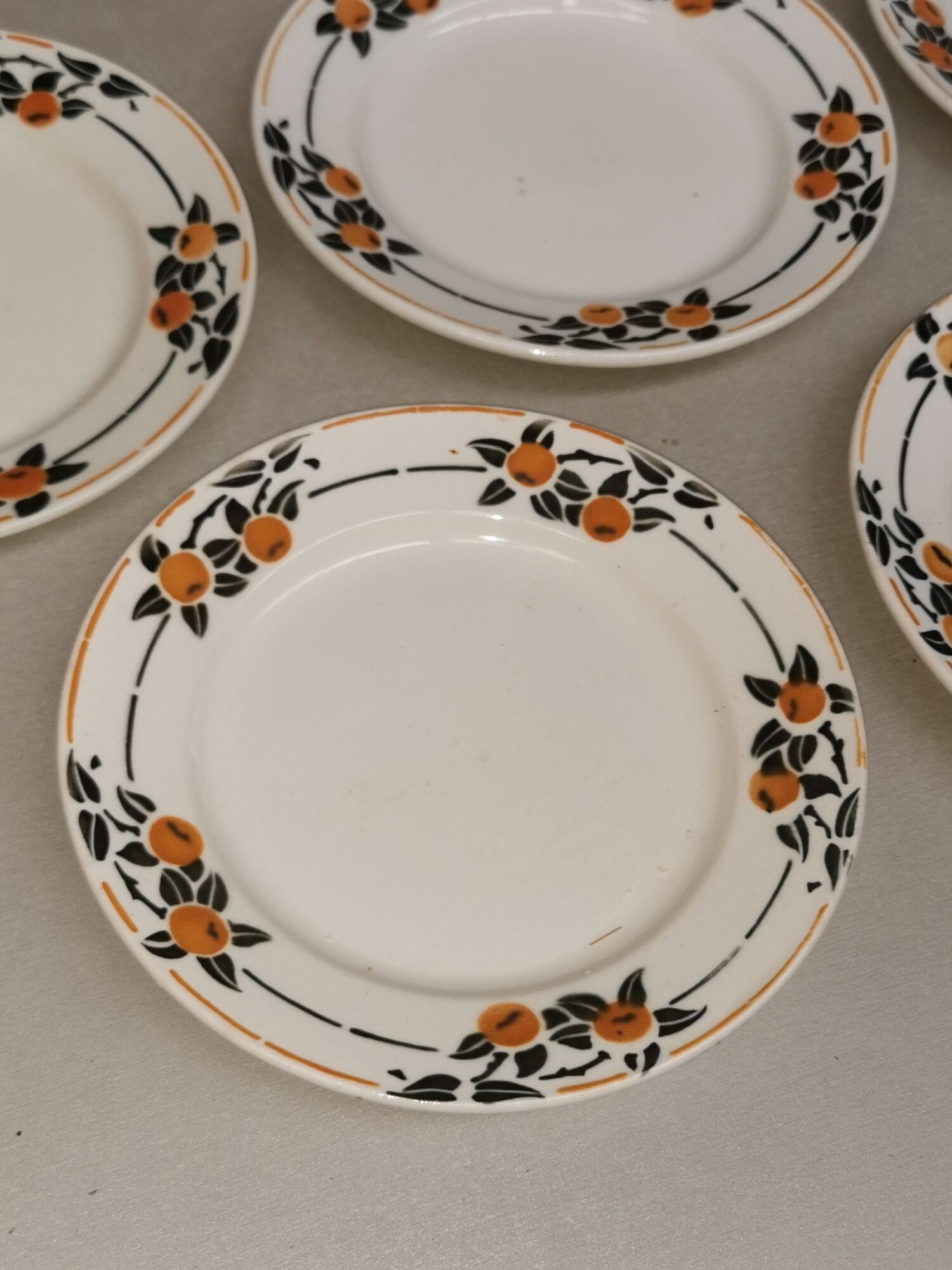 Set of 5 old plates vintage dessert badonvillers madeleine