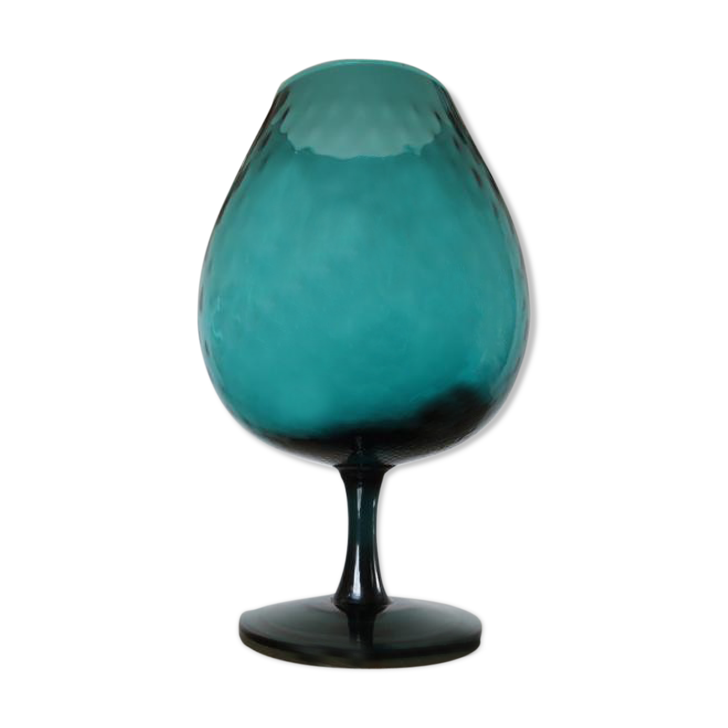 Italy glass vase in turquoise green 70s