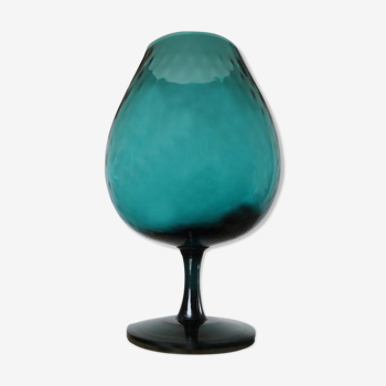 Italy glass vase in turquoise green 70s