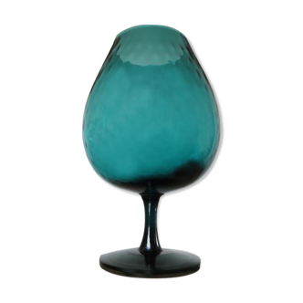 Vase Italy en verre bleu vert turquoise années 70