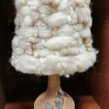 Bedside lamp and its vintage lampshade, Ceramic decoration Herbarium