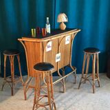 Bar and rattan stools 60s