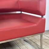 Vintage 1970s round metal and smoked glass table