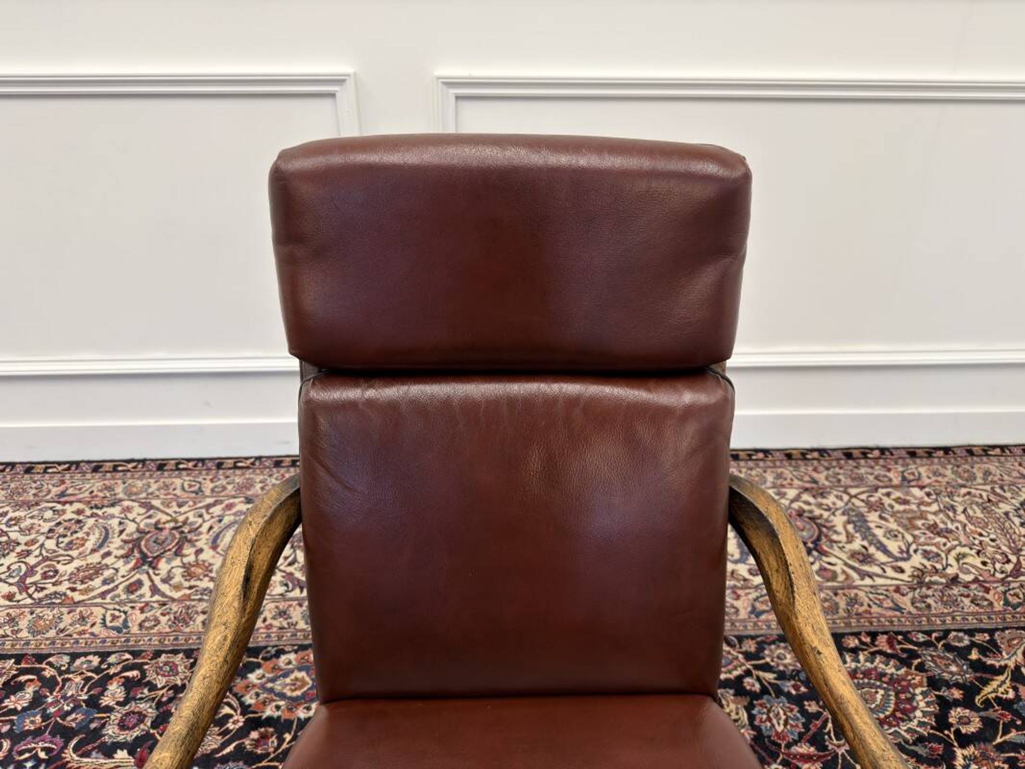 Fauteuil de bureau Chesterfield classique en cuir bordeaux