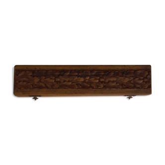 Old fan box, carved wood, Clapes abanicos, Barcelona