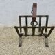 Porte revue en acier brut et cuir, dans le style de Jacques Adnet