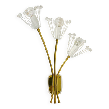 Two large floral brass wall sconces by Emil Stejnar for Rupert Nikoll, Austria, 1950s.
