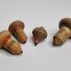 Set of 4 Antique Wooden Spinning Tops – Hand Painted Vintage Toys