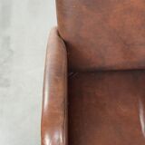 Set of 2 dining chairs / side chairs with armrests made of cowhide leather