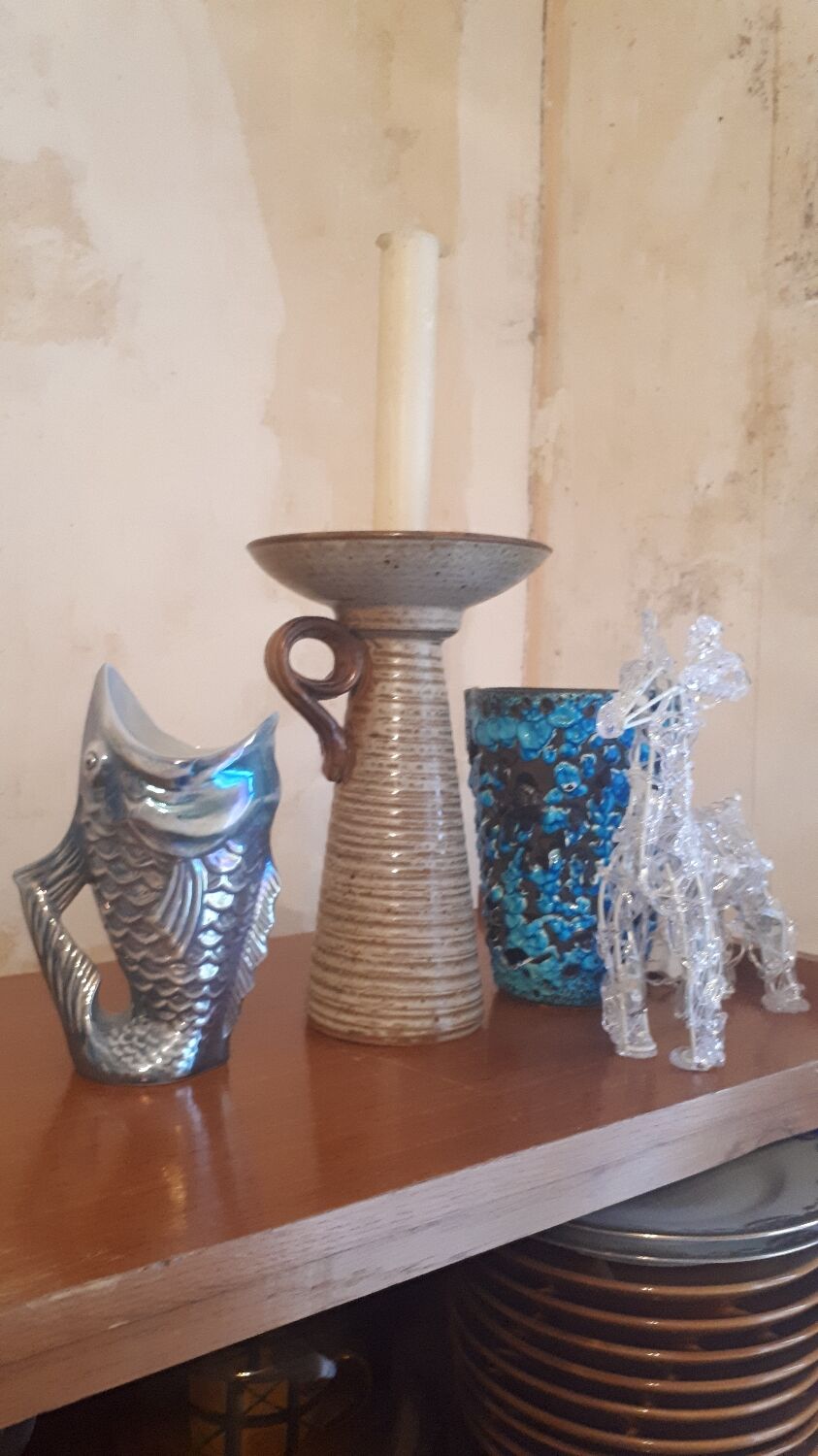 Large stoneware candle holder