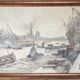 Watercolor by guy marc (1918-1995). port of rouen, 1974