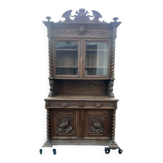 Henri II two-body buffet carved from solid wood