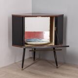 Vintage 60s corner bar cabinet in italian design wood